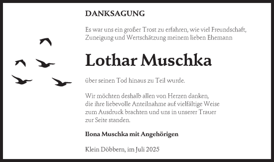 Traueranzeige von Lothar Muschka von Lausitzer Rundschau