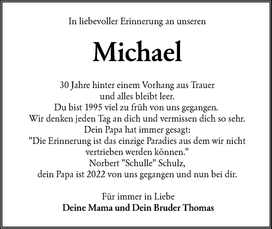 Traueranzeige von Michael  von Lausitzer Rundschau