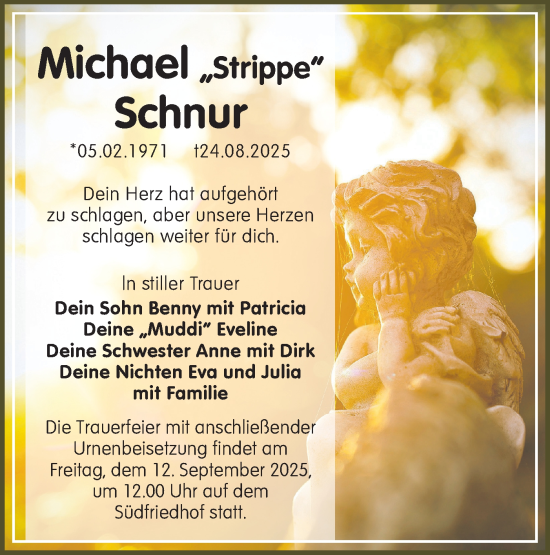 Traueranzeige von Michael Schnur von Lausitzer Rundschau