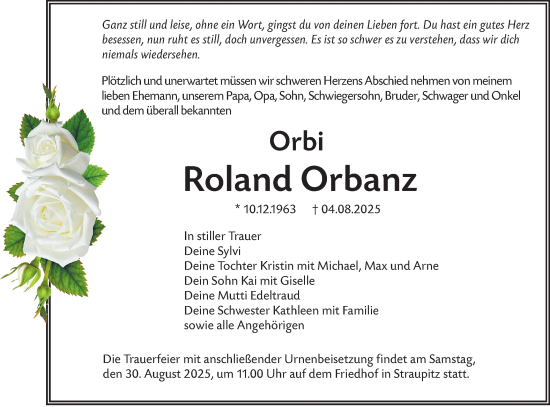 Traueranzeige von Roland Orbanz von Lausitzer Rundschau