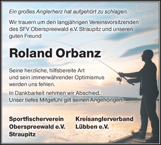 Traueranzeige von Roland Orbanz von Lausitzer Rundschau
