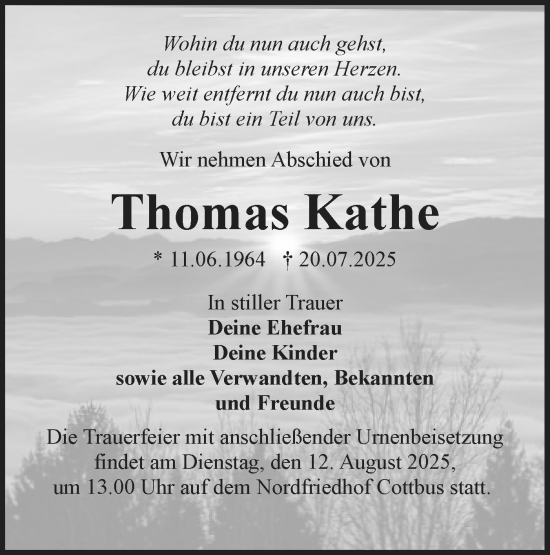 Traueranzeige von Thomas Kathe von Lausitzer Rundschau