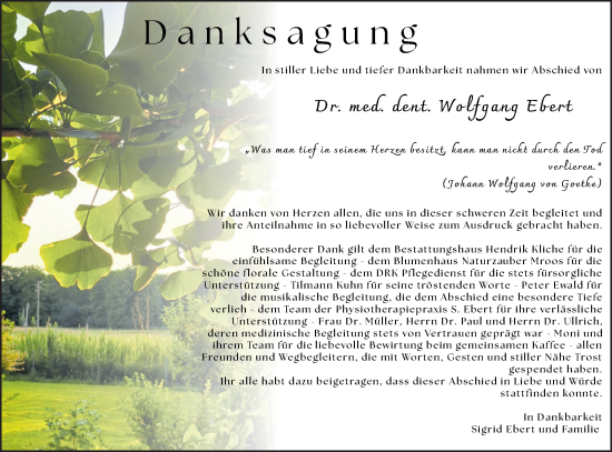 Traueranzeige von Wolfgang Ebert von Lausitzer Rundschau