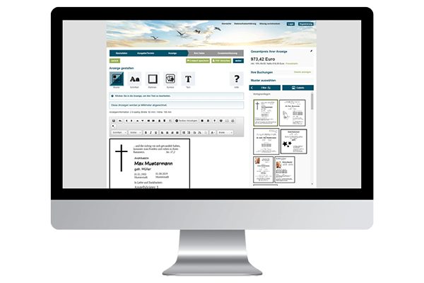 Traueranzeige online aufgeben